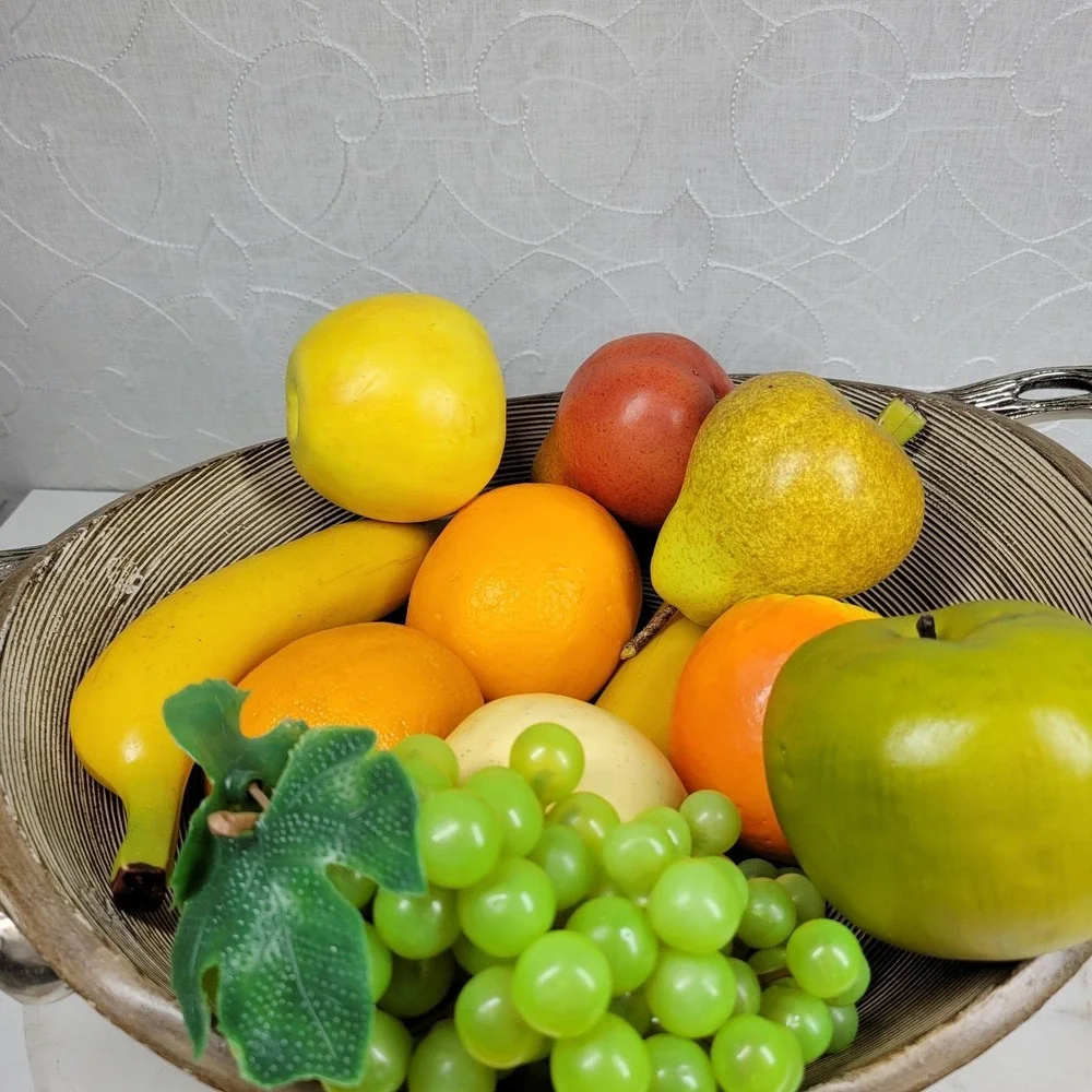 Vintage Artificial Assorted Fruit Hollow Faux Apples Banana Grapes Orange